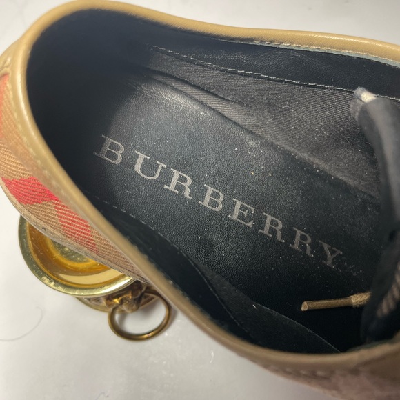 Burberry beige nova check canvas and leather cap toe Snearkers size 40. Usa 9 - Picture 8 of 15